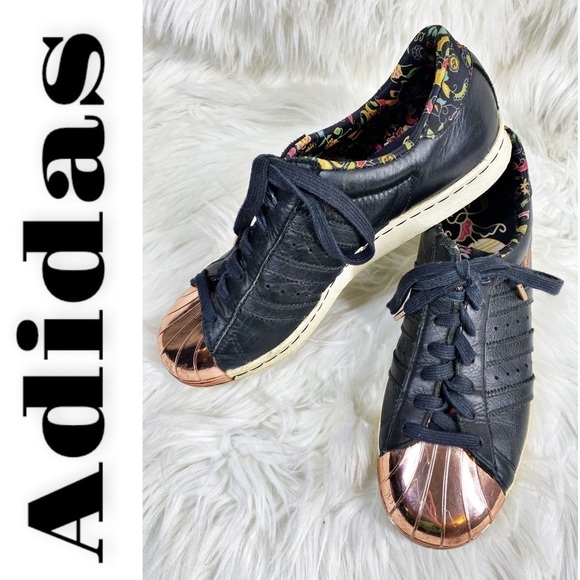 ADIDAS LIMITED EDITION Superstar 80s Rose Gold Black Leather Sneakers, Men’s 6.5 - Picture 4 of 14